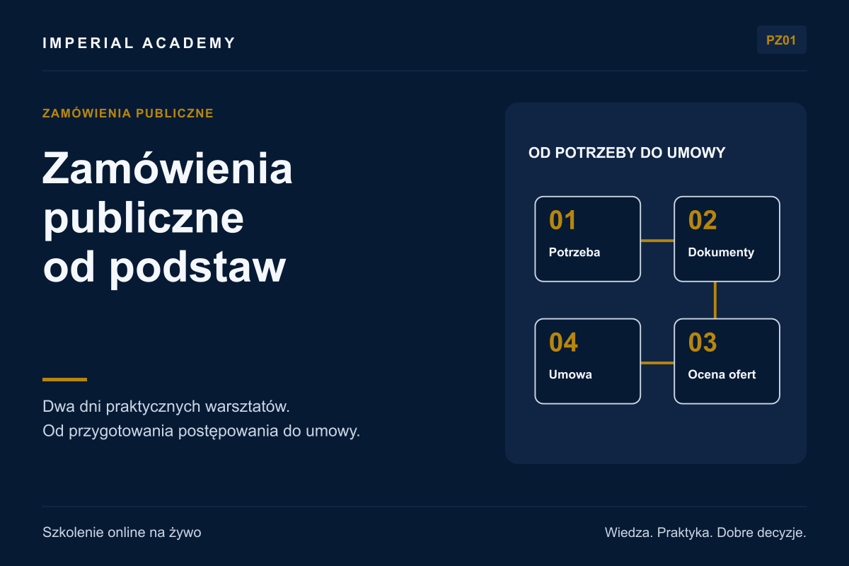 Zamówienia publiczne od podstaw &ndash; przygotowanie postępowania i warsztat trybu podstawowego