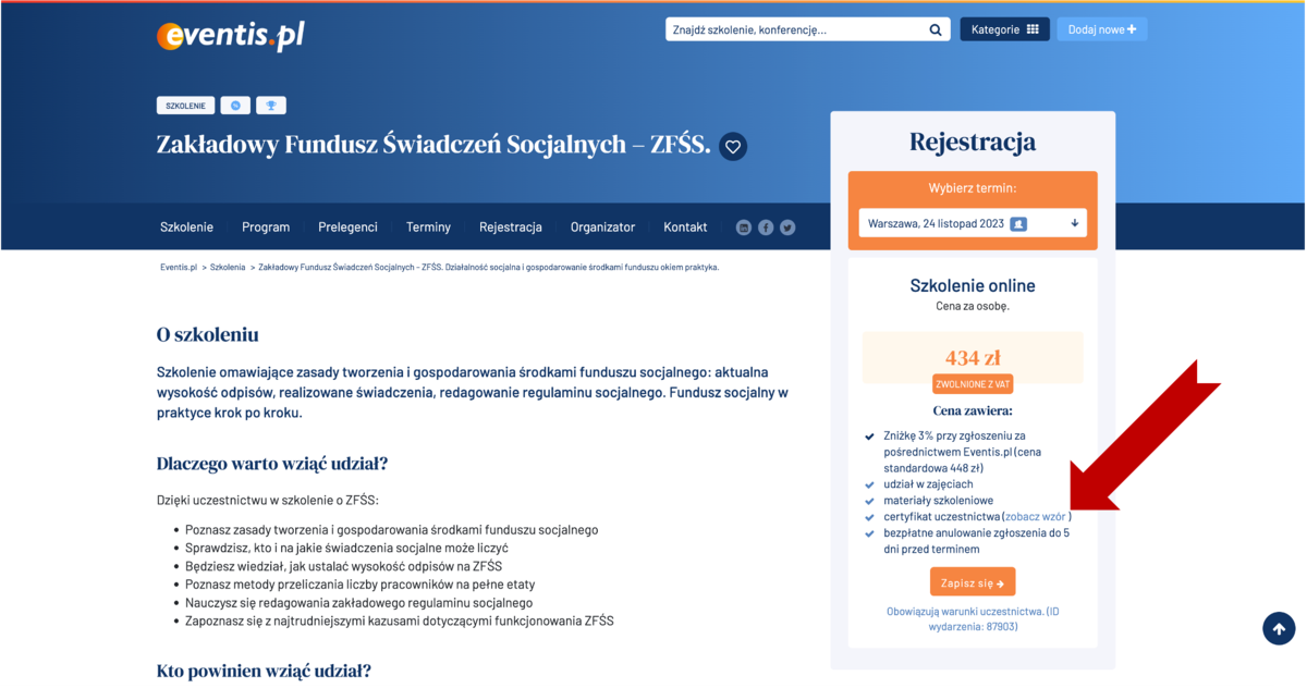 Jak sprawdzić wzór certyfikatu w portalu Eventis.pl?